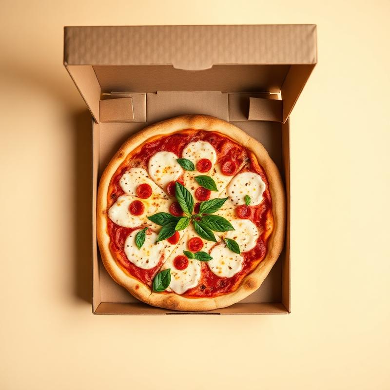 Pizza fresca na caixa de delivery